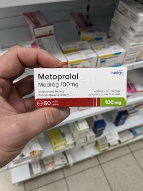 Prag, Çek Cumhuriyeti - 10 Temmuz 2024: METYPRED ilaç kutusu METHYLPREDNISOLone aktif madde ORION PHARMA, iltihap ve otoimmün hastalıkların tedavisinde kullanılır.