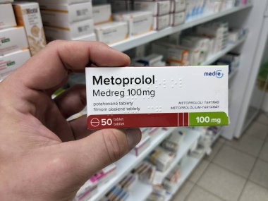 Prag, Çek Cumhuriyeti - 10 Temmuz 2024: METYPRED ilaç kutusu METHYLPREDNISOLone aktif madde ORION PHARMA, iltihap ve otoimmün hastalıkların tedavisinde kullanılır.