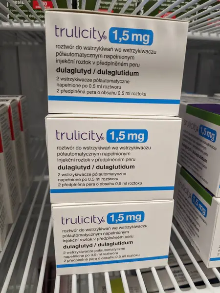 stock image Prague,Czech republic- July 22 2024:box trulicity 1,5 mg Eli lilly insulin self injections pen. Czech republic,European union