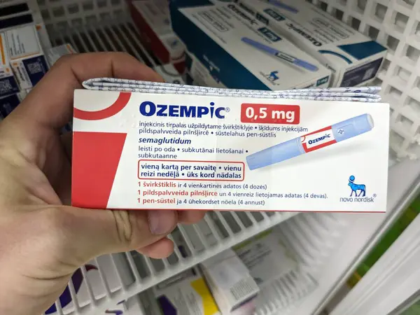 stock image Prague,Czech republic- June 22 2024: Ozempic box. Czech version of ozempic medication. Diabetes treatment in Czech republic. Package of semaglutide. Diabetes drug.Sometimes abused for weight loss