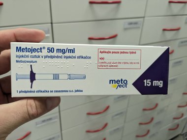 Prag, Çek Cumhuriyeti-13 Temmuz 2024: METHOTREXATE aktif madde ile MEDAC, romatoid artrit tedavisi için kullanılır.