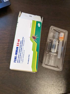 Prag, Çek Cumhuriyeti 22 Mayıs 2024: FSME-IMMUN 0,5 ml aşı Pfizer, kene kaynaklı ensefalit aşısı Tik aşısı, bu aşı