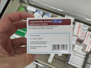 Prague,Czech Republic-May 9 2024:LACOSAMIDE ACCORD antiepileptic drug used to treat partial-onset seizures,particularly in patients with epilepsy, helping to control seizures and neurological health clipart