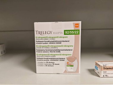 Prag, Çek Cumhuriyeti - 28 Ağustos 2024: FLUTICASone, UMECLIDINIUM ve GSK tarafından kullanılan ve astım ve COPD yönetimi için kullanılan VILANTEROL aktif maddeler.