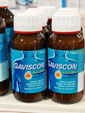 Londra, İngiltere-5 Mart 2025: GAVISCON mide yanması ve asit reflüsünden hızlı ve etkili bir rahatlama sağlar ve mide asidine karşı koruyucu bir bariyer oluşturur