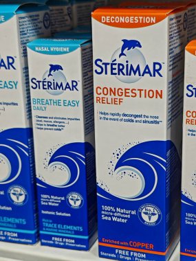 Londra, İngiltere-5 Mart 2025: STERIMAR CONGESTION RELIEF, soğuk algınlığı, alerji ve sinüs sorunlarından kaynaklanan tıkanıklığı azaltmaya yardımcı olan doğal bir deniz suyu burun spreyidir..