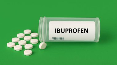 Ağrı kesici, iltihap ve ateş için kullanılan Ibuprofen hapları..