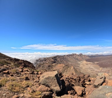 Tenerife Panorama manzarası, İspanya 'nın Kanarya Adaları' ndaki Tenerife Adası 'ndaki yürüyüş gezilerinden güzel doğa manzaralı dağlar.