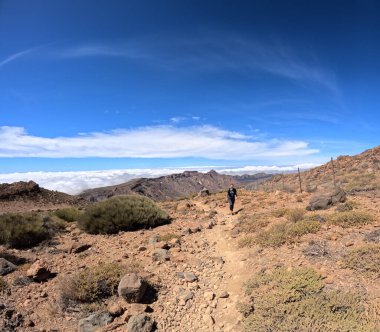 Tenerife Panorama manzarası, İspanya 'nın Kanarya Adaları' ndaki Tenerife Adası 'ndaki yürüyüş gezilerinden güzel doğa manzaralı dağlar.
