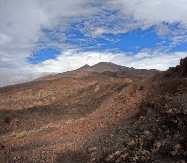 Tenerife Panorama manzarası, İspanya 'nın Kanarya Adaları' ndaki Tenerife Adası 'ndaki yürüyüş gezilerinden güzel doğa manzaralı dağlar.