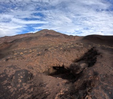 Tenerife Panorama manzarası, İspanya 'nın Kanarya Adaları' ndaki Tenerife Adası 'ndaki yürüyüş gezilerinden güzel doğa manzaralı dağlar.