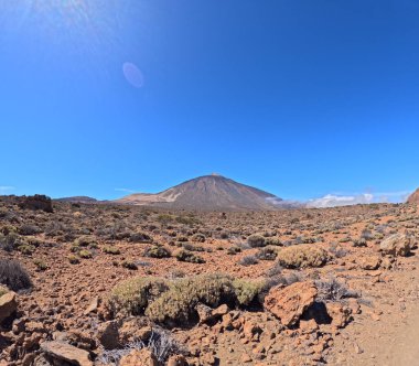 Tenerife Panorama manzarası, İspanya 'nın Kanarya Adaları' ndaki Tenerife Adası 'ndaki yürüyüş gezilerinden güzel doğa manzaralı dağlar.
