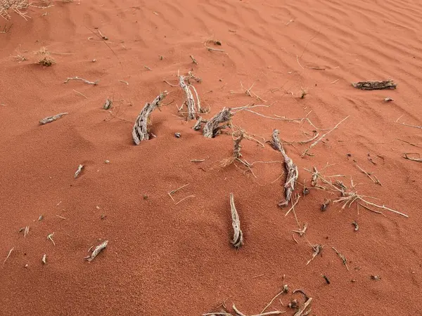 Turuncu renkli kum desenli arka plan. Wadi Rum Çölü, Ürdün, Arabistan manzaralı güzel manzara, çölde kırmızı portakallı kuma yakın çekim