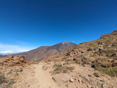 Tenerife Panorama manzarası, İspanya 'nın Kanarya Adaları' ndaki Tenerife Adası 'ndaki yürüyüş gezilerinden güzel doğa manzaralı dağlar.
