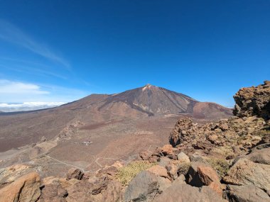 Tenerife Panorama manzarası, İspanya 'nın Kanarya Adaları' ndaki Tenerife Adası 'ndaki yürüyüş gezilerinden güzel doğa manzaralı dağlar.