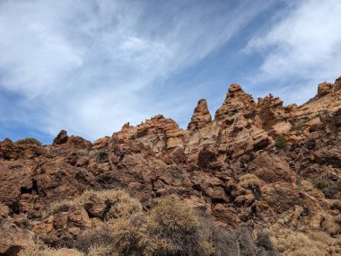 Tenerife Panorama manzarası, İspanya 'nın Kanarya Adaları' ndaki Tenerife Adası 'ndaki yürüyüş gezilerinden güzel doğa manzaralı dağlar.