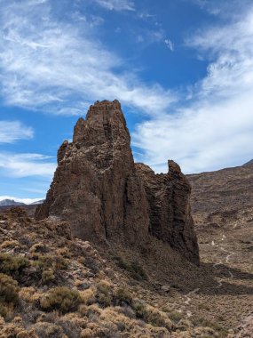 Tenerife Panorama manzarası, İspanya 'nın Kanarya Adaları' ndaki Tenerife Adası 'ndaki yürüyüş gezilerinden güzel doğa manzaralı dağlar.