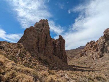 Tenerife Panorama manzarası, İspanya 'nın Kanarya Adaları' ndaki Tenerife Adası 'ndaki yürüyüş gezilerinden güzel doğa manzaralı dağlar.