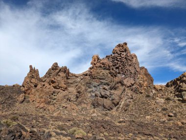 Tenerife Panorama manzarası, İspanya 'nın Kanarya Adaları' ndaki Tenerife Adası 'ndaki yürüyüş gezilerinden güzel doğa manzaralı dağlar.