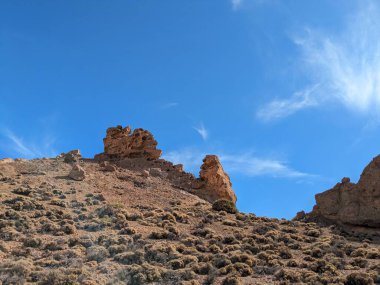 Tenerife Panorama manzarası, İspanya 'nın Kanarya Adaları' ndaki Tenerife Adası 'ndaki yürüyüş gezilerinden güzel doğa manzaralı dağlar.