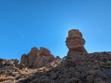 Tenerife Panorama manzarası, İspanya 'nın Kanarya Adaları' ndaki Tenerife Adası 'ndaki yürüyüş gezilerinden güzel doğa manzaralı dağlar.