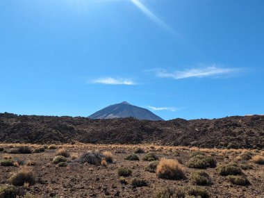 Tenerife Panorama manzarası, İspanya 'nın Kanarya Adaları' ndaki Tenerife Adası 'ndaki yürüyüş gezilerinden güzel doğa manzaralı dağlar.
