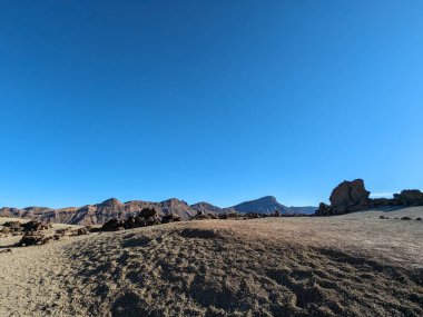 Tenerife Panorama manzarası, İspanya 'nın Kanarya Adaları' ndaki Tenerife Adası 'ndaki yürüyüş gezilerinden güzel doğa manzaralı dağlar.