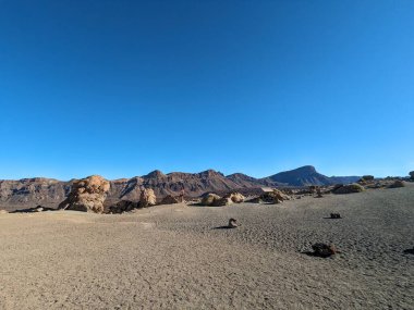 Tenerife Panorama manzarası, İspanya 'nın Kanarya Adaları' ndaki Tenerife Adası 'ndaki yürüyüş gezilerinden güzel doğa manzaralı dağlar.