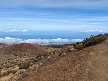 Tenerife Panorama manzarası, İspanya 'nın Kanarya Adaları' ndaki Tenerife Adası 'ndaki yürüyüş gezilerinden güzel doğa manzaralı dağlar.