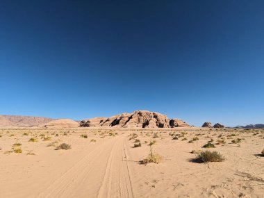 Wadi Rum Desert, Jordan. The red desert and Jabal Al Qattar mountain.Where some famous movies where shot,Star Wars,Lawrence of Arabia.