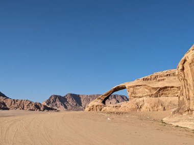 Wadi Rum Desert, Jordan. The red desert and Jabal Al Qattar mountain.Where some famous movies where shot,Star Wars,Lawrence of Arabia.