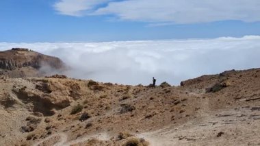 Tenerife Dağları, Kanarya Adaları, İspanya 'nın Kanarya Adaları' ndaki volkanik adaların manzaralı kayalarında çıkan orman yangınlarını gösteren bir yürüyüş sırasında çekilmiş manzara..