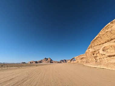 Wadi Rum Desert, Jordan. The red desert and Jabal Al Qattar mountain.Where some famous movies where shot,Star Wars,Lawrence of Arabia.