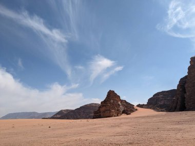 Wadi Rum Desert, Jordan. The red desert and Jabal Al Qattar mountain.Where some famous movies where shot,Star Wars,Lawrence of Arabia.