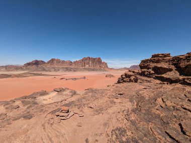 Wadi Rum Desert, Jordan. The red desert and Jabal Al Qattar mountain.Where some famous movies where shot,Star Wars,Lawrence of Arabia.