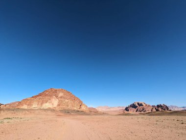 Wadi Rum Desert, Jordan. The red desert and Jabal Al Qattar mountain.Where some famous movies where shot,Star Wars,Lawrence of Arabia.