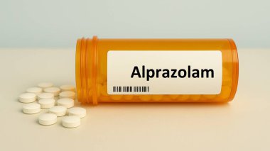 Anksiyete ve panik bozuklukları için kullanılan alprazolam hapları, kısa vadeli benzodiazepin tedavisi.