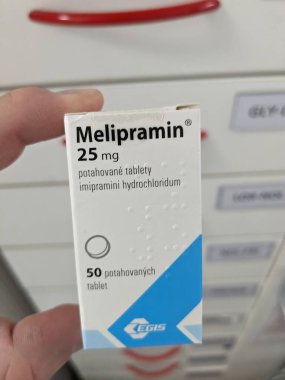 Prag, Çek Cumhuriyeti-6 Mayıs 2025: Melipramin imipramine antidepresan hapları depresyon ve panik tedavi için