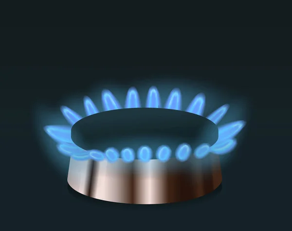Benzin. Yakıcı ocak. Gaz ocağı alevi. Mavi doğal gaz. Vektör illüstrasyonu.