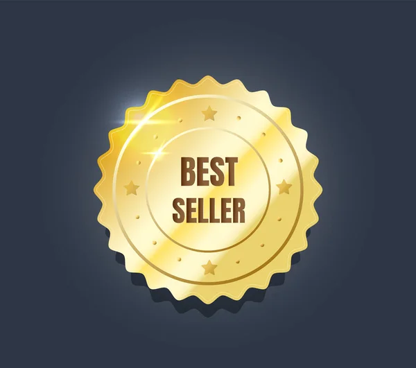 Zlatá Nálepka Banner Bestsellerů Zlatá Medaile Vítěze Cena Pro Vítěze — Stockový vektor