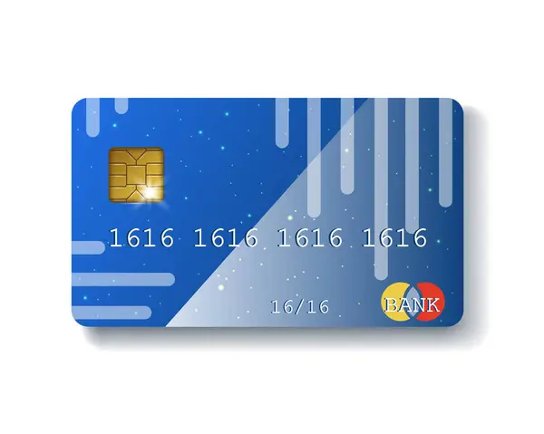 Banka kartı beyaz arka planda izole edilmiş. Kredi kartıyla. Ödeme kartı. Vektör illüstrasyonu.