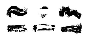 Boyalı fırça darbeleri, gerçek el yapımı vuruşlar, siyah renkli vektör vuruşları.