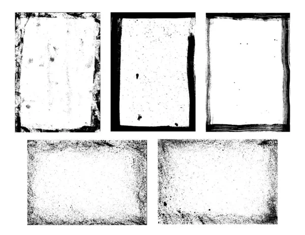 Set Paquet Cadres Avec Différentes Textures Éclaboussures Coups Usés Superposition — Image vectorielle