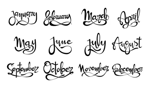 stock vector Vectorized handwritten lettering sign with the months of the year. Graphic resource on white background