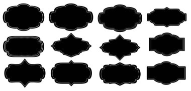 Antika ve retro tarzı etiketler ve çıkartmalar. Düğün kartı, indirim etiketi, davetiye kartı..