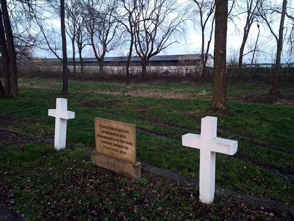 Rotunda Zamosc Cemitério Militar Memorial Atrocidades Nazistas Abril 2023 Polônia — Fotografia de Stock