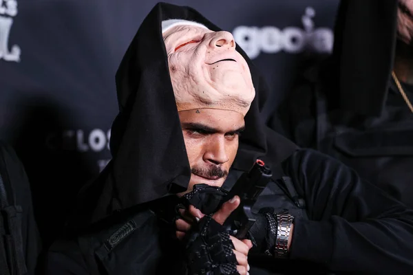 Americký Zpěvák Skladatel Chris Brown Přijíždí Darren Dzienciol Carn Evil — Stock fotografie
