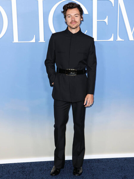 English singer, songwriter and actor Harry Styles wearing a Gucci suit arrives at the Los Angeles Premiere Of Amazon Prime Video's 'My Policeman' held at the Regency Bruin Theatre on November 1, 2022 in Westwood, Los Angeles, California, United State