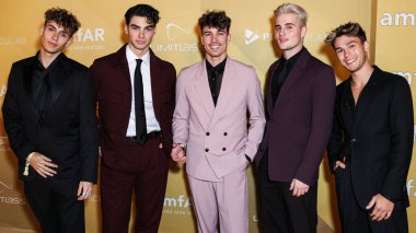 Bene Schulz, Jacob Rott, Tim Schaecker, Luis Freitag ve Julien Brown asansör çocuklarından oluşan Los Angeles 2022 amfAR galasına 3 Kasım 2022 'de Batı Hollywood, Los Angeles, Kaliforniya, ABD' de düzenlenen Pasifik Tasarım Merkezi 'ne geldiler.. 