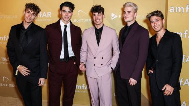 Bene Schulz, Jacob Rott, Tim Schaecker, Luis Freitag ve Julien Brown asansör çocuklarından oluşan Los Angeles 2022 amfAR galasına 3 Kasım 2022 'de Batı Hollywood, Los Angeles, Kaliforniya, ABD' de düzenlenen Pasifik Tasarım Merkezi 'ne geldiler.. 